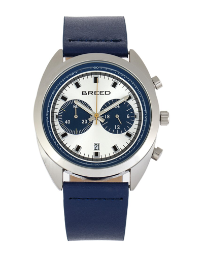 Breed Racer Chronograph Quartz Silver Dial Men's Watch 8505 In Blue/silver Tone