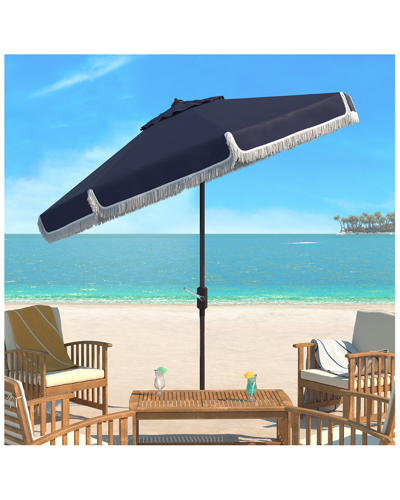 Safavieh Milan Fringe 9ft Crank Outdoor Push Button Tilt Umbrella