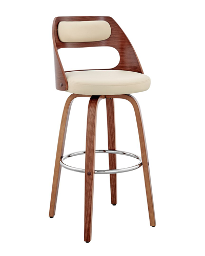 Armen Living Julius 30in Walnut Wood Bar Stool In Cream