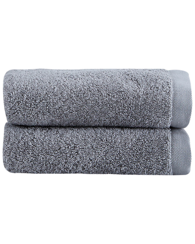 Ozan Premium Home Horizon Hand Towels Set Of 2 In Gray