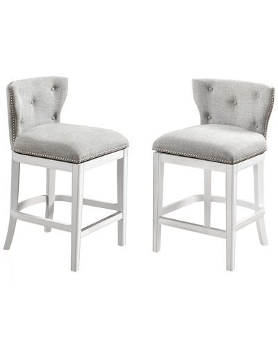 Alaterre Miranda Set Of 2 Swivel Counter Height Bar Stools In White