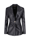 Versace Single Breast Nappa Leather Jacket In Black  