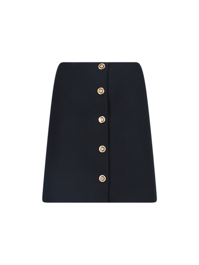 Versace Black Mini Skirt With Medusa Buttons