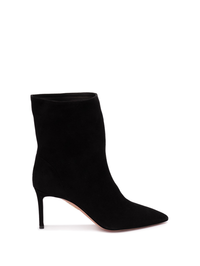 Aquazzura `matignon` Leather Ankle Boots In Black  