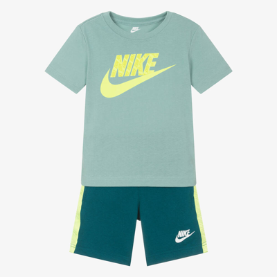 Nike Kids' Boys Green Cotton Shorts Set