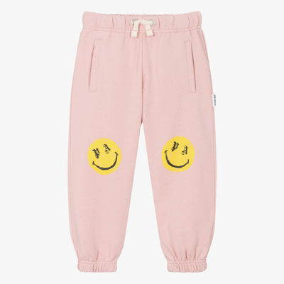 Palm Angels Kids' Smiley-print Drawstring Track Trousers In Rose Pink Yellow