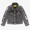 Off-white Logo-print Strap Denim Jacket In Grey