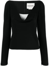 ROLAND MOURET LONG SLEEVE STRETCH CADY TOP