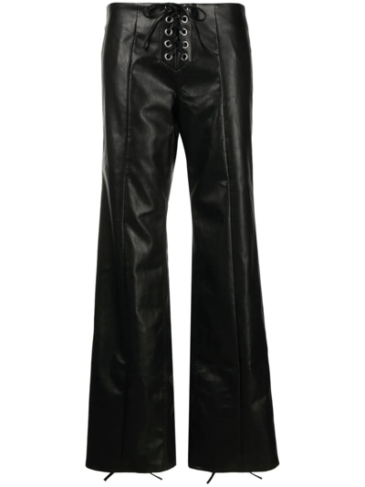Rotate Birger Christensen Textured Mid-rise Trousers In Black  