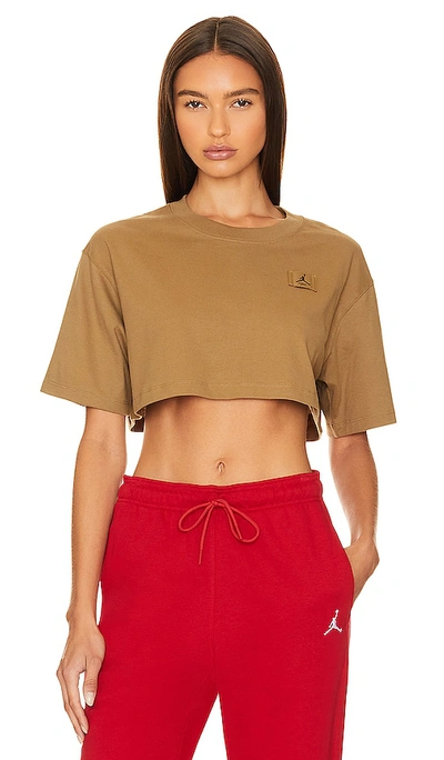 Jordan Sport Cropped T-shirt In Brown Kelp