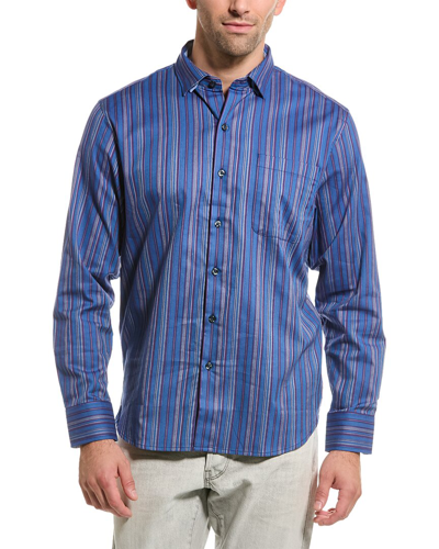 Tommy Bahama Lazlo Francisco Stripe Silk-blend Shirt In Blue