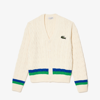 LACOSTE UNISEX CABLE KNIT STRIPED CARDIGAN - XL