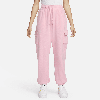 Nike Women's  Sportswear Club Fleece Mid-rise Oversized Cargo Sweatpants In Medium Soft Pink/white 