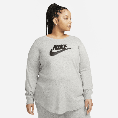 Nike Women's  Sportswear Club Long-sleeve T-shirt (plus Size) In Grey