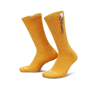 Nike Unisex Serena Williams Design Crew Everyday Plus Cushioned Crew Socks (1 Pair) In Yellow