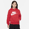 Nike Sportswear Club Fleece Big Kids' Hoodie In University Red,white