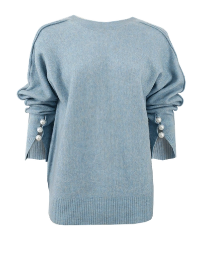 3.1 Phillip Lim / フィリップ リム Long-sleeve V-back Pullover Jumper, Light Blue