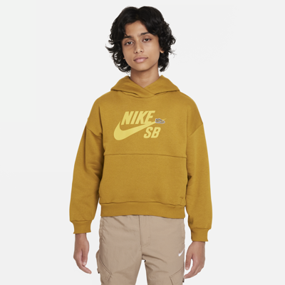 Nike Sb Icon Fleece Easyon Big Kids' Oversized Pullover Hoodie In Brown