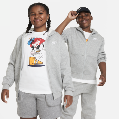 Nike Sportswear Club Fleece Big Kids' Full-zip Hoodie (extended Size) In Grey