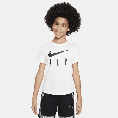 Nike Dri-fit One Swoosh Fly Big Kids' (girls') T-shirt In White