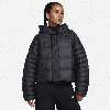 Nike Women's  Sportswear Swoosh Puffer Primaloft® Therma-fit Oversized Hooded Jacket In Black