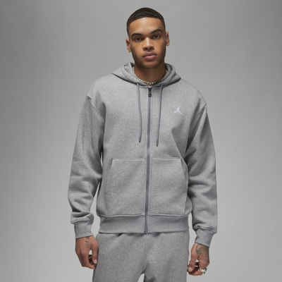 Jordan Mens  Essentials Fleece Full-zip Hoodie In Carbon Heather/white