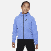 Nike Sportswear Tech Fleece Big Kids' (girls') Full-zip Hoodie In Blue