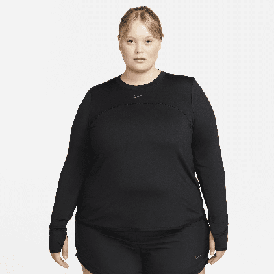 Nike Women's Dri-fit Swift Element Uv Crew-neck Running Top (plus Size) In Black
