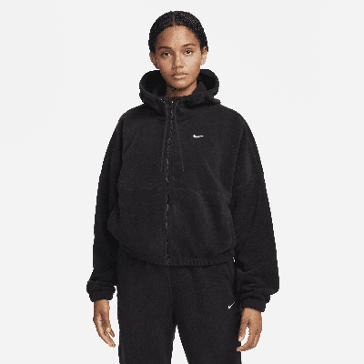 Nike Women's Therma-fit One Oversized Full-zip Fleece Hoodie In Black