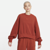 Nike Women's  Sportswear Plush Oversized Crew-neck Mod Crop Sweatshirt In Orange