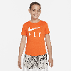 Nike Dri-fit One Swoosh Fly Big Kids' (girls') T-shirt In Orange