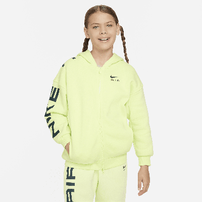 Nike Air Club Fleece Big Kids' (girls') Oversized Full-zip Hoodie In Yellow