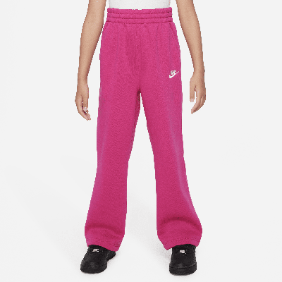 Nike Sportswear Club Fleece Big Kids' (girls') Wide-leg Pants In Pink