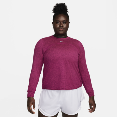Nike Women's Dri-fit Swift Element Uv Crew-neck Running Top (plus Size) In Pink