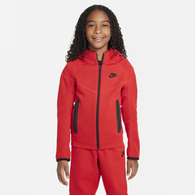 Nike Sportswear Tech Fleece Big Kids' (boy's) Winterized Full-zip Hoodie In Red