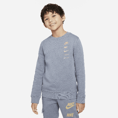 Nike Sportswear Standard Issue Big Kids' (boys') Crew-neck Fleece Sweatshirt In Grey