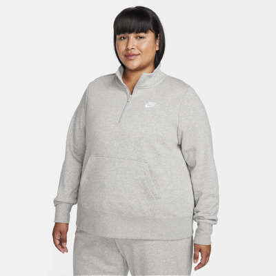 Nike Women's  Sportswear Club Fleece 1/2-zip Sweatshirt (plus Size) In Grey