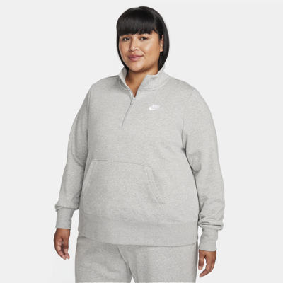 Nike Women's  Sportswear Club Fleece 1/2-zip Sweatshirt (plus Size) In Gray