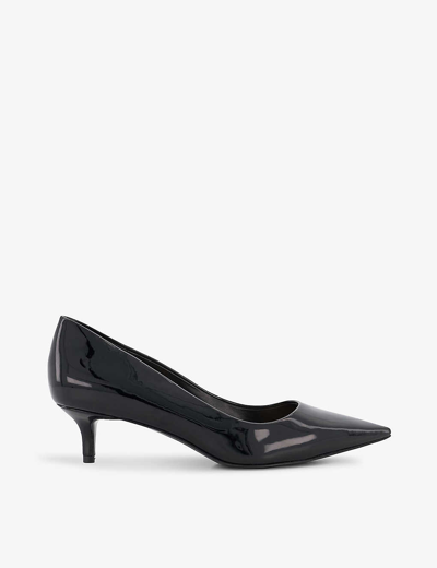 Dune Womens Black-synthetic Patent Advanced Patent Faux-leather Kitten-heel Courts