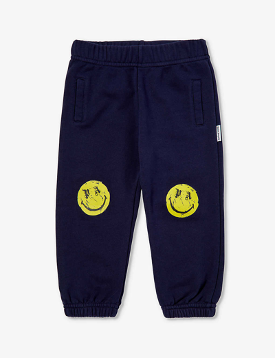 Palm Angels Babies' Printed Cotton Jersey Sweatpants In Blue Lem