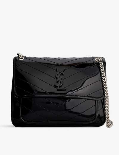 Saint Laurent Womens Black Niki Medium Leather Shoulder Bag