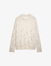 Zadig & Voltaire Markus Rhinestone Wings Cashmere Crewneck Sweater In Sugar