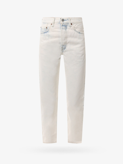 Levi's Womens Ecru Booper No Damage 501 Cropped Straight-leg High-rise Jeans In White