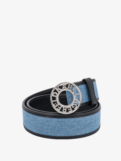Karl Lagerfeld Logo-buckle Denim Leather Belt In Blue
