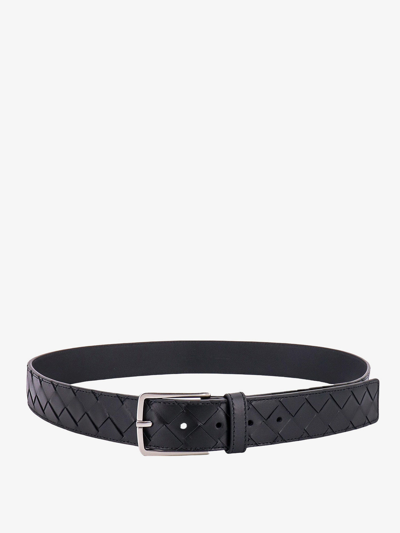 Bottega Veneta Rectangle Buckle Belt In Intrecciato Leather In Inkwell
