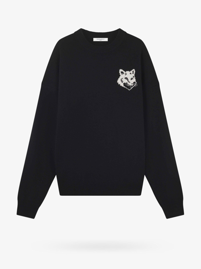 Maison Kitsuné Fox Head Sweater In Black