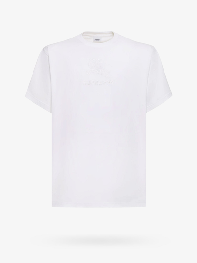 Burberry Logo-embossed Crew-neck T-shirt In Cream