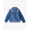 Palm Angels Kids' Logo-print Denim Jacket In Blue Fuchs