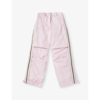 Palm Angels Kids' Logo-print Straight-leg Trousers In Baby Pink