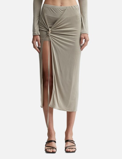 Jacquemus La Jupe Pareo Croissant In Green